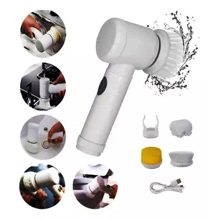 5 in 1 Handheld Bathroom Cleaning Brush Scrubber with Charging Cord